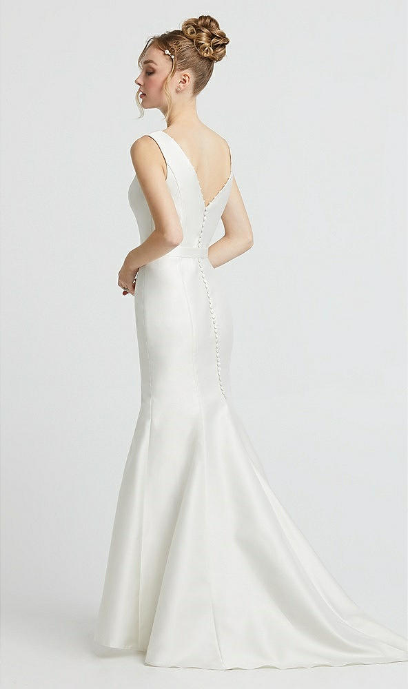 Back View - Ivory Pearl Trimmed V-Neck Mermaid Wedding Dress