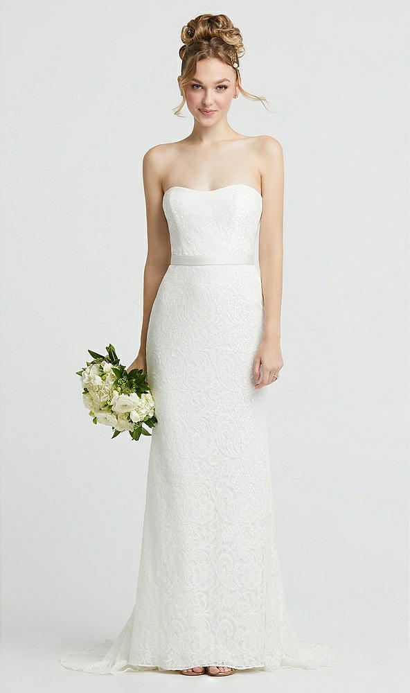 Front View - Ivory Strapless Sequin Lace Trumpet Wedding Dress