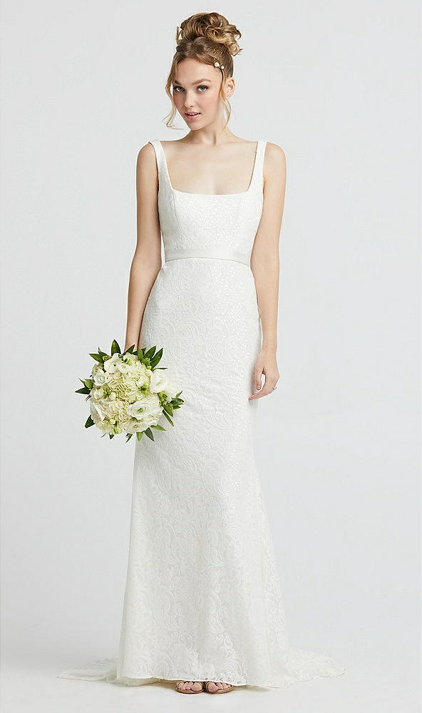 Front View - Ivory Scoop Back Sequin Lace Trumpet Wedding Dress