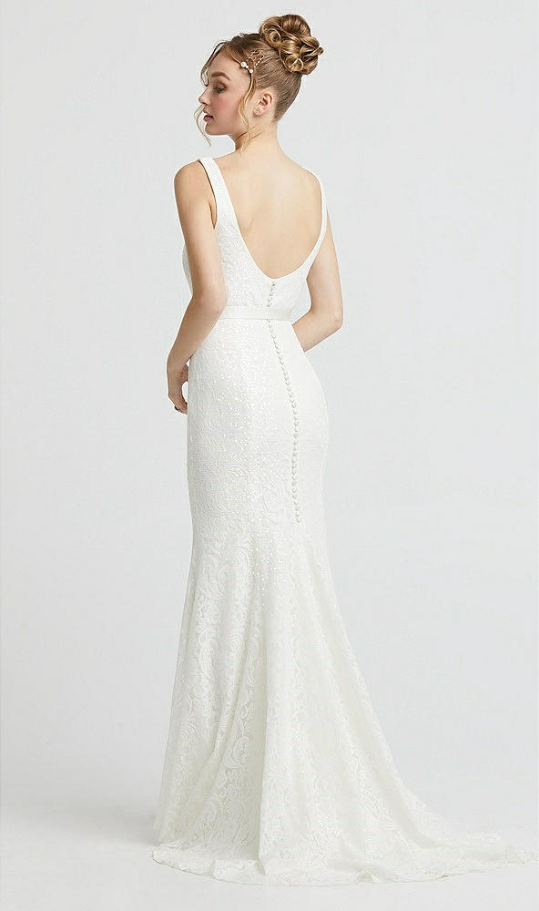 Back View - Ivory Scoop Back Sequin Lace Trumpet Wedding Dress