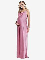 Front View Thumbnail - Powder Pink Cowl-Neck Tie-Strap Maternity Slip Dress