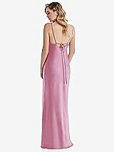 Rear View Thumbnail - Powder Pink Cowl-Neck Tie-Strap Maternity Slip Dress