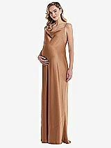 Front View Thumbnail - Toffee Cowl-Neck Tie-Strap Maternity Slip Dress