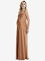 Side View Thumbnail - Toffee Cowl-Neck Tie-Strap Maternity Slip Dress