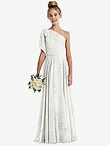 Front View Thumbnail - Spring Fling One-Shoulder Scarf Bow Chiffon Junior Bridesmaid Dress