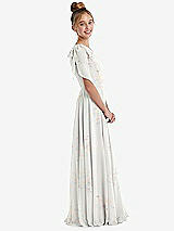 Side View Thumbnail - Spring Fling One-Shoulder Scarf Bow Chiffon Junior Bridesmaid Dress