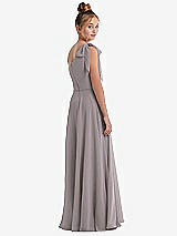 Rear View Thumbnail - Cashmere Gray One-Shoulder Scarf Bow Chiffon Junior Bridesmaid Dress