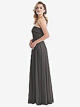 Side View Thumbnail - Caviar Gray Cuffed Strapless Maxi Dress with Front Slit