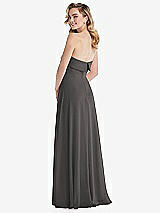 Rear View Thumbnail - Caviar Gray Cuffed Strapless Maxi Dress with Front Slit