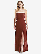 Front View Thumbnail - Auburn Moon Cuffed Strapless Maxi Dress with Front Slit