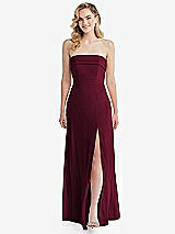Front View Thumbnail - Cabernet Cuffed Strapless Maxi Dress with Front Slit