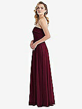 Side View Thumbnail - Cabernet Cuffed Strapless Maxi Dress with Front Slit