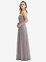Side View Thumbnail - Cashmere Gray Cuffed Strapless Maxi Dress with Front Slit