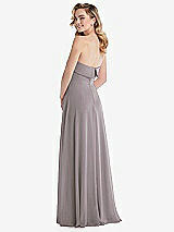 Rear View Thumbnail - Cashmere Gray Cuffed Strapless Maxi Dress with Front Slit