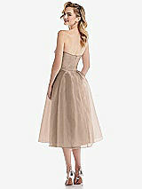 Rear View Thumbnail - Topaz Strapless Pleated Skirt Organdy Midi Dress