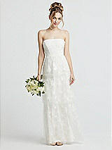 Front View Thumbnail - Off White Strapless Ruched Bodice Tiered Lace Wedding Dress