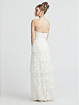 Rear View Thumbnail - Off White Strapless Ruched Bodice Tiered Lace Wedding Dress