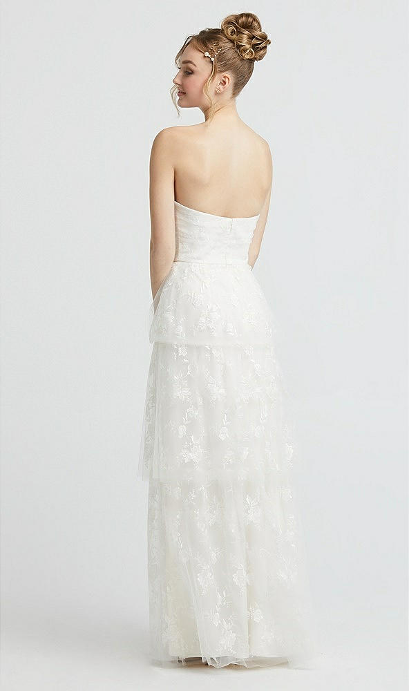 Back View - Off White Strapless Ruched Bodice Tiered Lace Wedding Dress