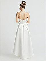 Rear View Thumbnail - Off White Sweetheart Strapless High Low Satin Wedding Dress with Pockets