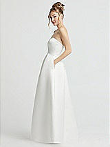 Side View Thumbnail - Off White Sweetheart Strapless Satin Wedding Dress with Pockets