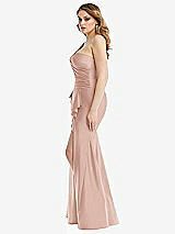 Side View Thumbnail - Toasted Sugar One-Shoulder Bustier Stretch Satin Mermaid Dress with Cascade Ruffle
