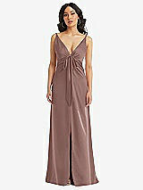Front View Thumbnail - Sienna Skinny Strap Plunge Neckline Maxi Dress with Bow Detail