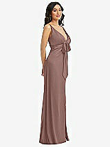 Side View Thumbnail - Sienna Skinny Strap Plunge Neckline Maxi Dress with Bow Detail