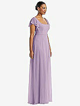 Side View Thumbnail - Pale Purple Flutter Sleeve Scoop Open-Back Chiffon Maxi Dress