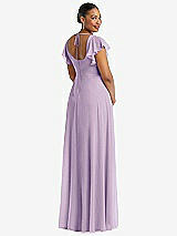 Rear View Thumbnail - Pale Purple Flutter Sleeve Scoop Open-Back Chiffon Maxi Dress