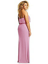 Alt View 5 Thumbnail - Powder Pink Strapless Overlay Bodice Crepe Maxi Dress with Front Slit