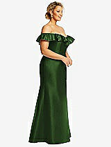 Side View Thumbnail - Celtic Off-the-Shoulder Ruffle Neck Satin Trumpet Gown