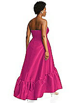 Alt View 3 Thumbnail - Think Pink Strapless Deep Ruffle Hem Satin High Low Dress with Pockets