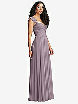 Side View Thumbnail - Lilac Dusk Shirred Cross Bodice Lace Up Open-Back Maxi Dress with Flutter Sleeves