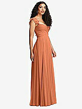 Side View Thumbnail - Sweet Melon Shirred Cross Bodice Lace Up Open-Back Maxi Dress with Flutter Sleeves