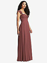 Side View Thumbnail - English Rose Shirred Cross Bodice Lace Up Open-Back Maxi Dress with Flutter Sleeves