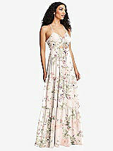 Alt View 1 Thumbnail - Blush Garden Drawstring Bodice Gathered Tie Open-Back Maxi Dress with Tiered Skirt