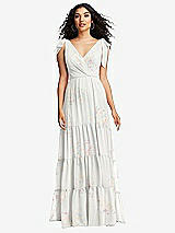 Front View Thumbnail - Spring Fling Bow-Shoulder Faux Wrap Maxi Dress with Tiered Skirt