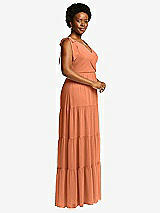 Alt View 2 Thumbnail - Sweet Melon Bow-Shoulder Faux Wrap Maxi Dress with Tiered Skirt