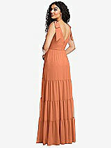 Rear View Thumbnail - Sweet Melon Bow-Shoulder Faux Wrap Maxi Dress with Tiered Skirt