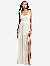 Front View Thumbnail - Ivory Open Neck Cross Bodice Cutout  Maxi Dress with Front Slit