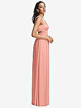Side View Thumbnail - Rose - PANTONE Rose Quartz Open Neck Cross Bodice Cutout  Maxi Dress with Front Slit