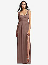 Front View Thumbnail - Sienna Open Neck Cross Bodice Cutout  Maxi Dress with Front Slit