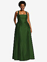 Alt View 1 Thumbnail - Celtic Boned Corset Closed-Back Satin Gown with Full Skirt and Pockets