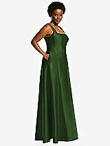 Alt View 2 Thumbnail - Celtic Boned Corset Closed-Back Satin Gown with Full Skirt and Pockets