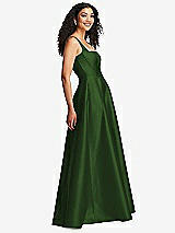 Side View Thumbnail - Celtic Boned Corset Closed-Back Satin Gown with Full Skirt and Pockets