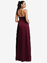 Rear View Thumbnail - Cabernet Shawl Collar Open-Back Halter Maxi Dress with Pockets