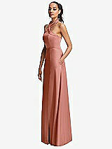 Side View Thumbnail - Desert Rose Shawl Collar Open-Back Halter Maxi Dress with Pockets