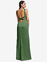Rear View Thumbnail - Vineyard Green Framed Bodice Criss Criss Open Back A-Line Maxi Dress