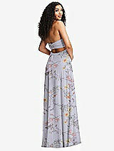 Alt View 4 Thumbnail - Butterfly Botanica Silver Dove Strapless Empire Waist Cutout Maxi Dress with Covered Button Detail