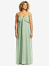 Front View Thumbnail - Celadon Strapless Empire Waist Cutout Maxi Dress with Covered Button Detail